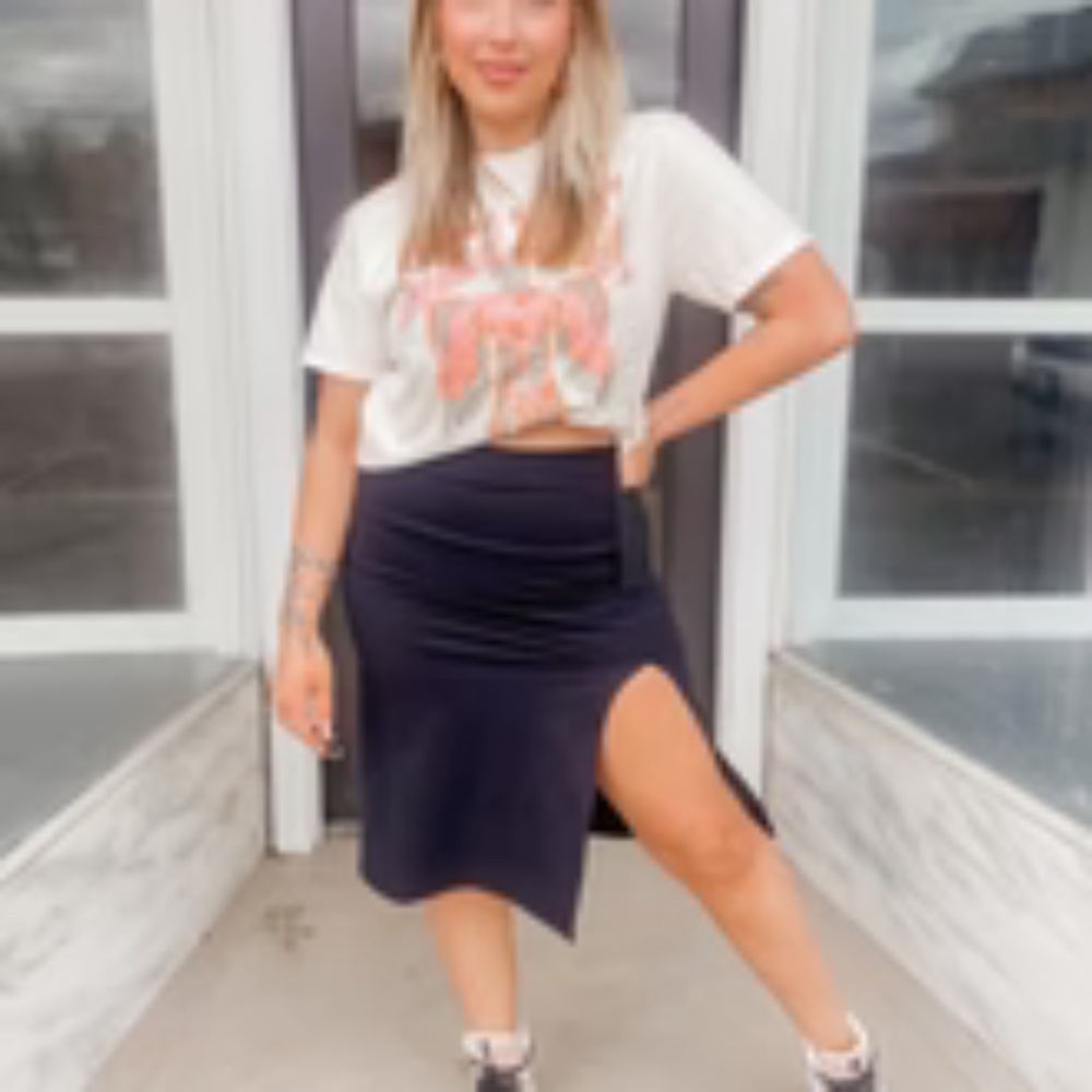 Venice Slide Slit Midi Skirt
